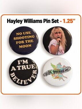 Hayley Williams Pin 4 Button Set Handmade 1.25”